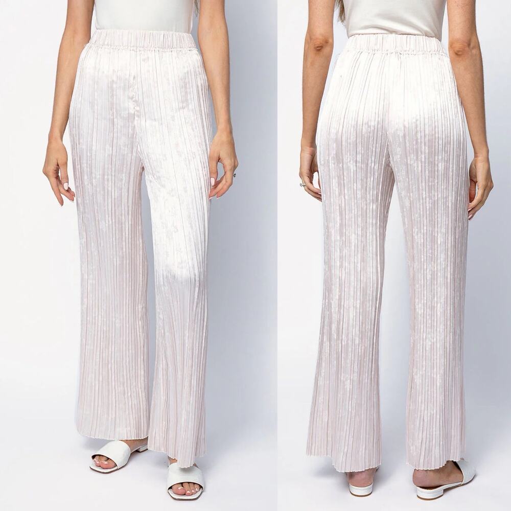 Forte Forte Plissé Satin Jacquard Pants in Perla sz ll US M